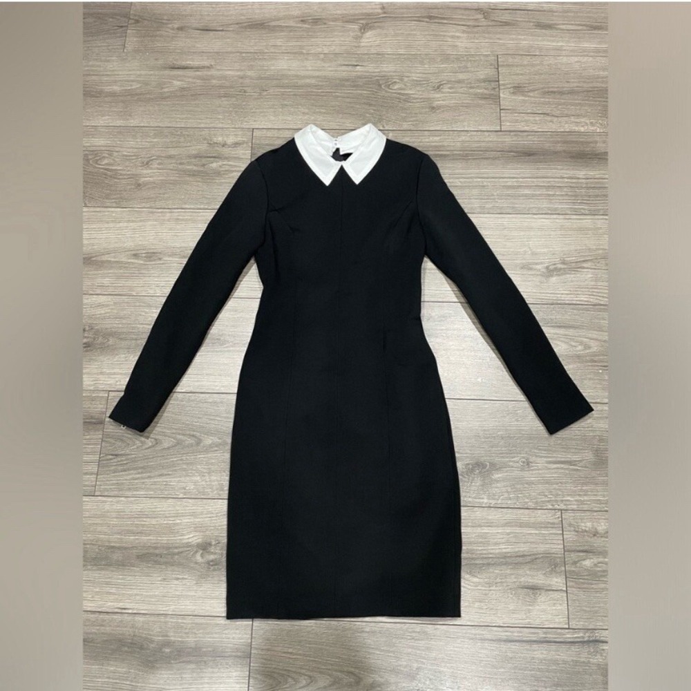 Rag & Bone Black Long Sleeve Maria Collar Dress Bodycon Style Midi Long Dress 2